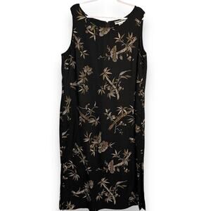 Dana Kay Floral Print Maxi Dress Womens 22W Black Retro Academia Business Casual